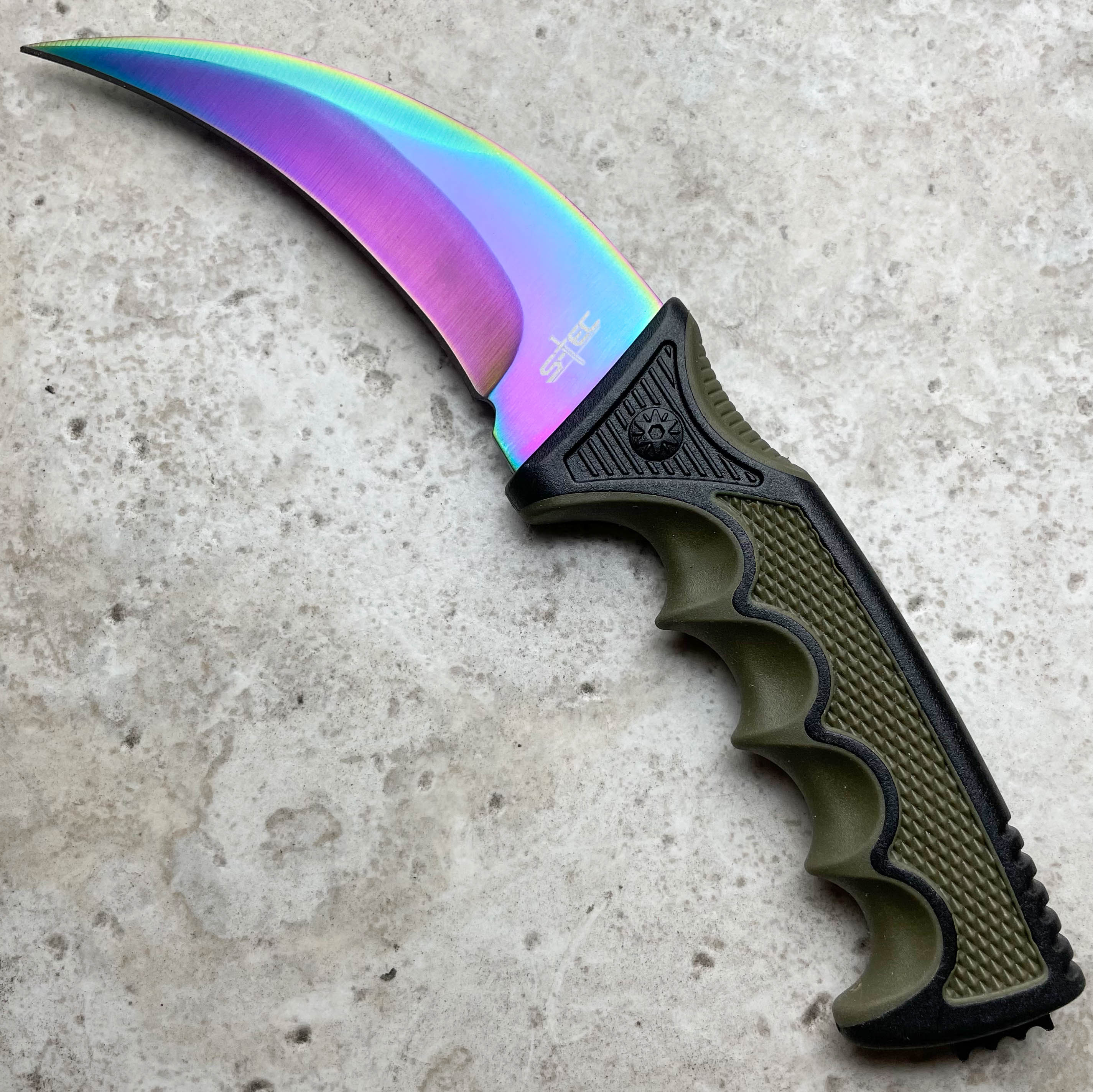 5PC Rainbow Tactical Combat Fixed Blade Machete Sword Throwing Knife  Karambit Set - MEGAKNIFE