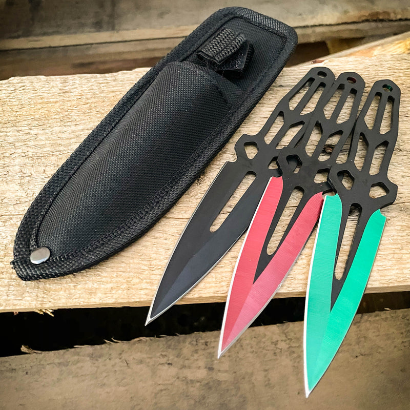 3Pc 7.5 Ninja Tactical Combat Kunai Throwing Knife Set w/ Sheath