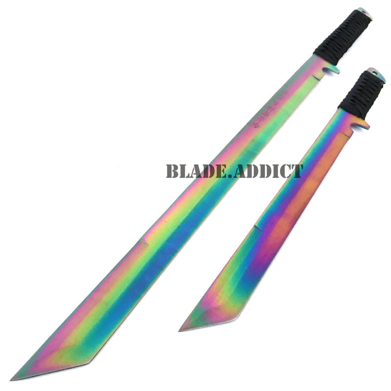 2PC 27" & 18" NINJA RAINBOW SWORD SET Machete