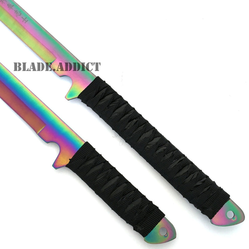 2PC 27" & 18" NINJA RAINBOW SWORD SET Machete