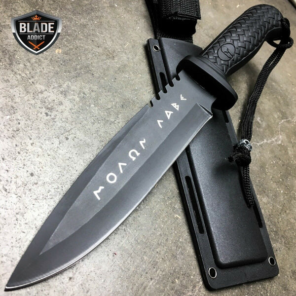 12.5 Military Black Tactical Survival FIXED BLADE HUNTING Knife w