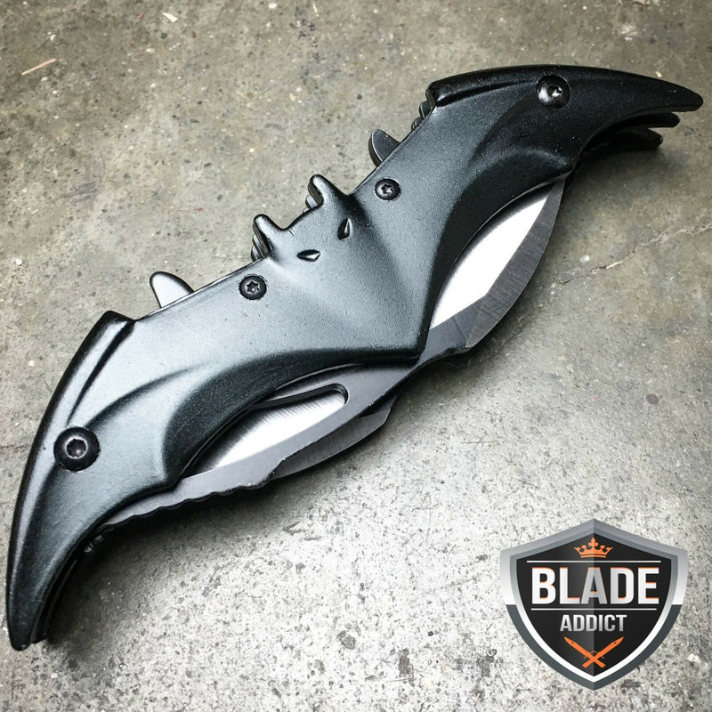 Dark Knight Batman Batarang Dual Blade Spring Assisted Pocket Knife