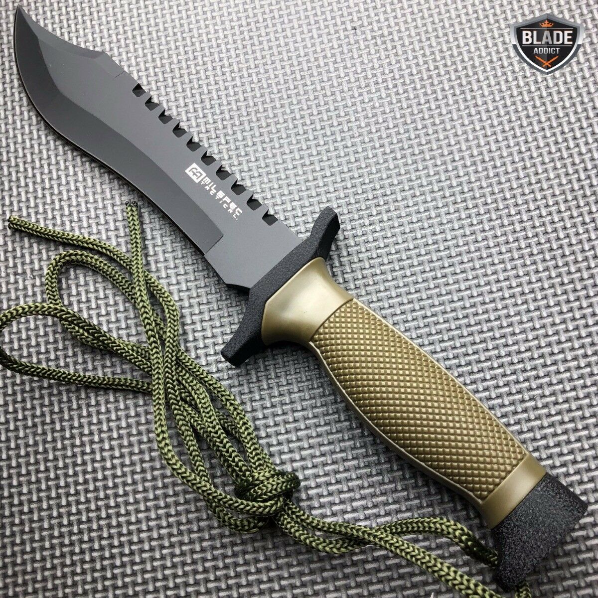 12.5 Survival Combat Trench Military Fixed Blade w/ Firestarter + Sharpener  - MEGAKNIFE