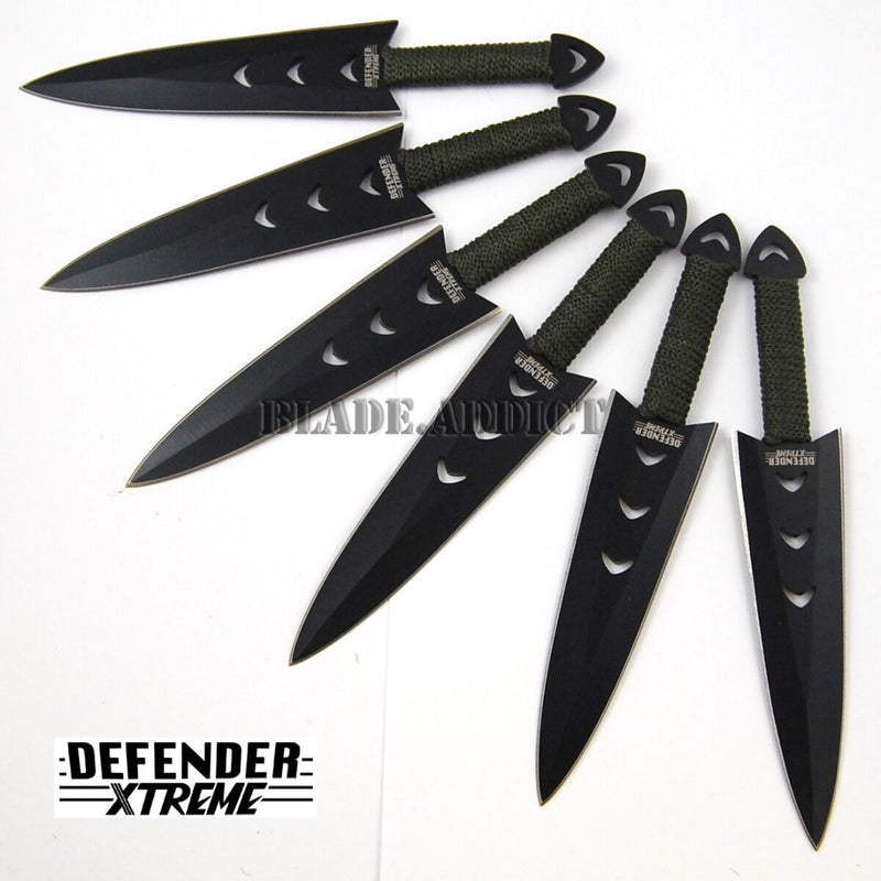 3pc Throwing Knives 8 Black 440 Stainless Knife SET Ninja Naruto Kunai +  Sheath