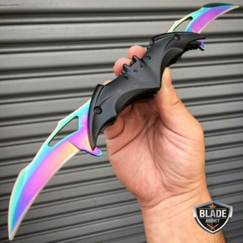 Dark Knight Batman Batarang Dual Blade Spring Assisted Pocket Knife